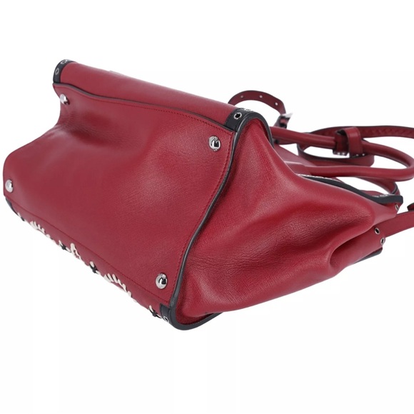 Prada Twin Pocket Medium Tote Embroidered Saffiano Red Multi - Picture 11 of 12